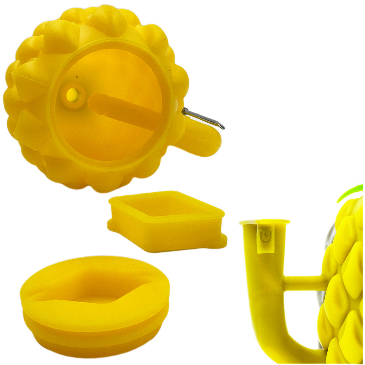 7” Pineapple W.P. w/ Built-In Stash Box, Dab Container & Dab Tool w/ Magnet - Assorted Colors [WP-S-170]