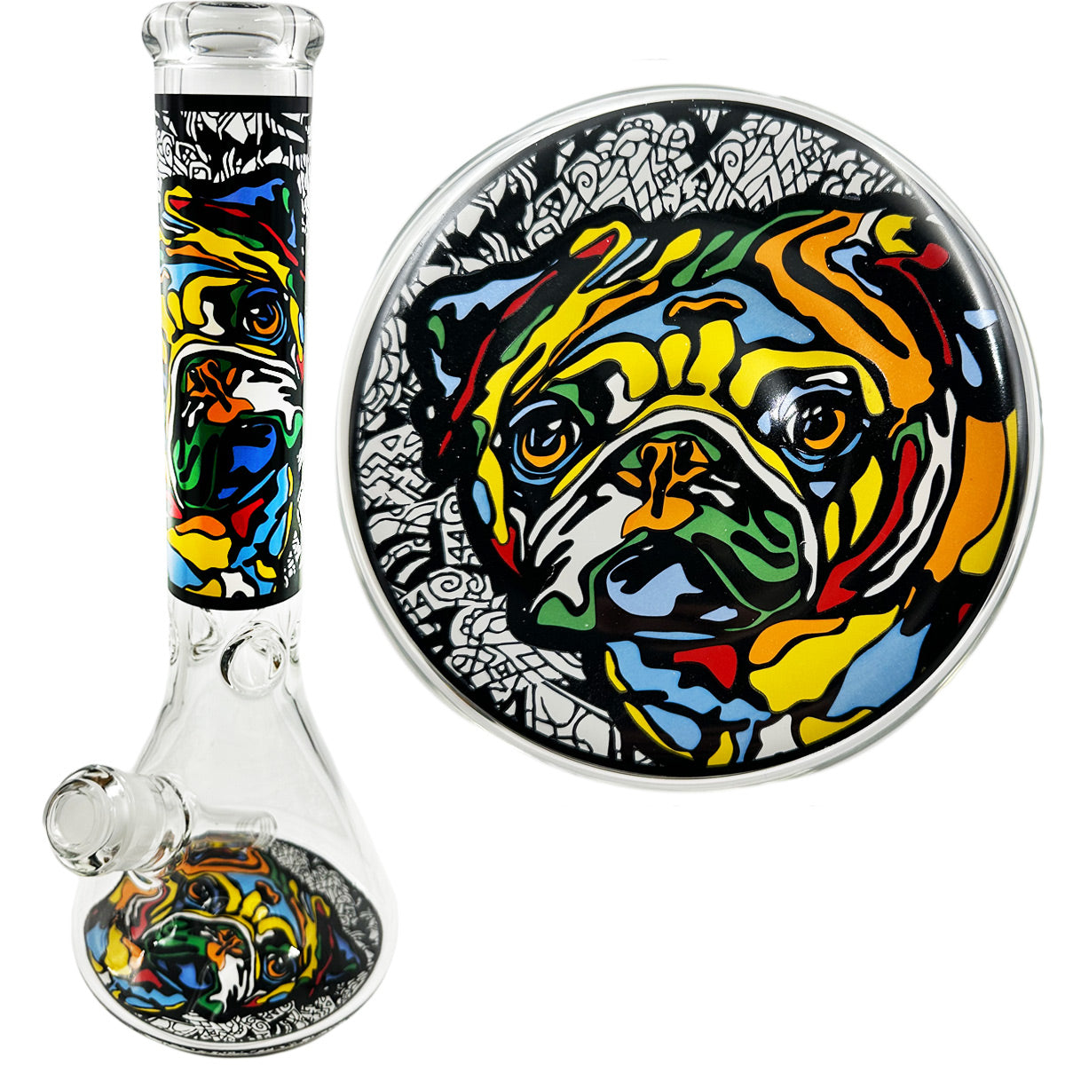 14" 7mm Beaker w/ Dog Design - Assorted Dogs [WP-G-248]